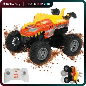 Hotfree Mini RC Stunt Car for Kids – Dinosaur & Shark Monster Truck, Small All-Terrain Remote Car with LED Lights, Dual Speed, Durable Shell, Birthday & Christmas Gift for Boys & Girls Ages 6+