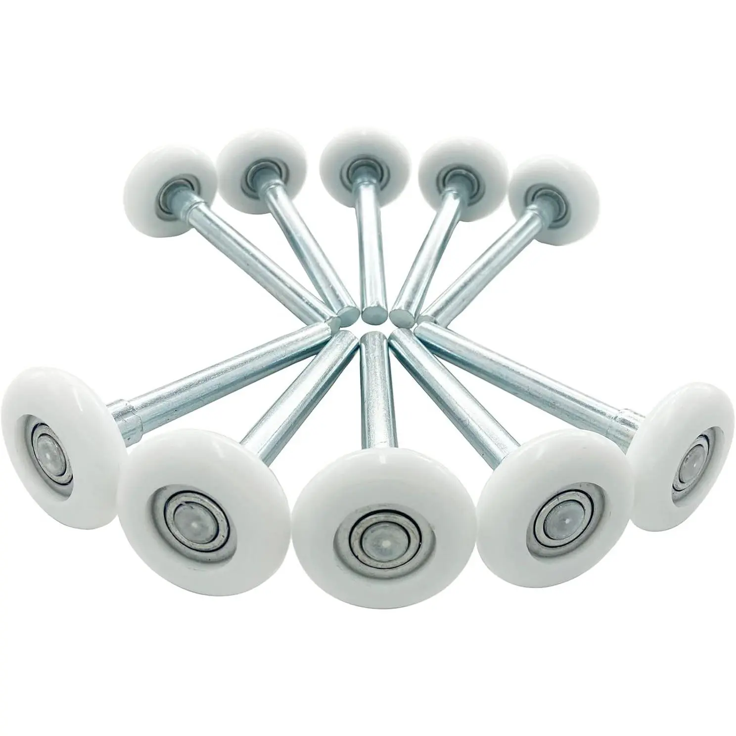 10Pack Quiet Garage Door Roller,Reinforced Dual Cage,White 2" 13 Ball Bearing 4" Stem,Reuse  Than 100,000 Cycles