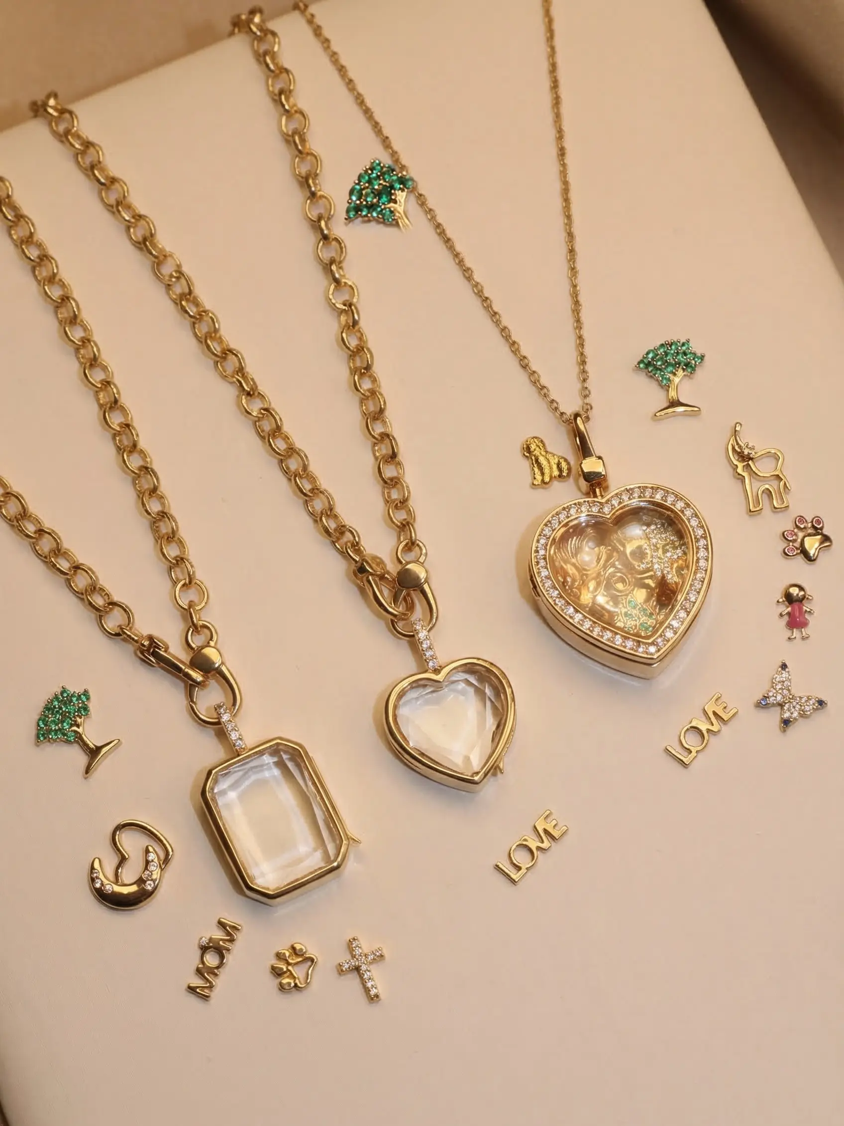 DIY Customizable Floating Locket Chain with Whimsical Accessories, Trendy 14K Nugget Necklace Gold Plated, Aesthetic Soulmate Jewelry Gift for Girls campingessentials