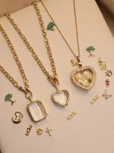 Stackable Clear Pendant Necklace with Tiny Charms | MAMA LOVE Baby Feet Paw Print | Trendy Cubic Zirconia Layering Jewelry | Best Meaningful Birthday Gift