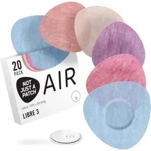 ROGEE ir Libre 3 Plus Sensor Covers (20 Pck) - Thin, Strong nd Light dhesive Ptches with Ultr-Hold 15+ Dy dhesion, Durble Freestyle Libre 3 Sensor Covers - Multicolor