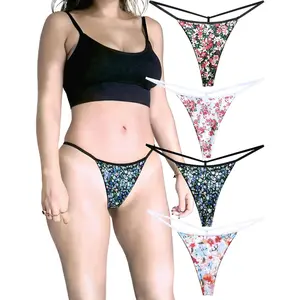 Cotton G String Thongs for Women Back Gstring Underwear Seamless Panties Tangas Sexy 4 Pack Set