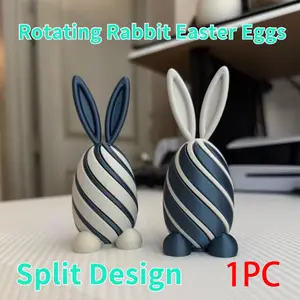 Rotating Rabbit-Shaped Easter Egg Decor, Stress Relief Sensory Ornament, Perfect for Easter Baskets and Desktop Collectibles