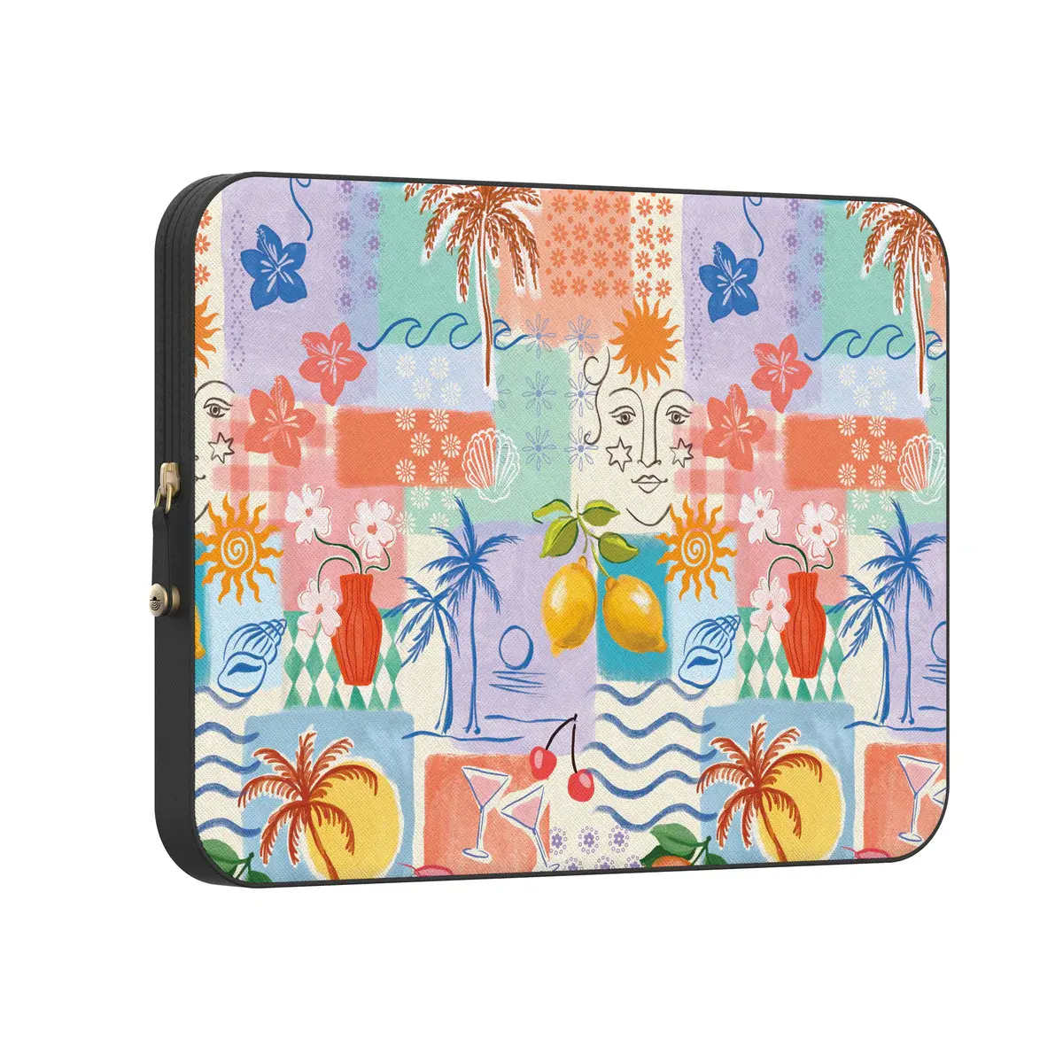 Casely PU Leather MacBook Laptop Protect Cover, Beach-Themed Tropical Heat Printed Pattern Sleeve Case for Adults