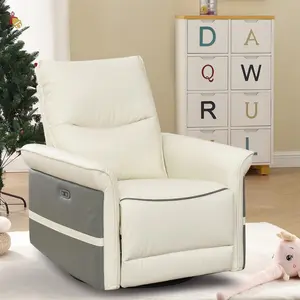 EBELLO Power Recliner Chair - Wide Seat Electric Reclining Chair with Remote Control, Heat, Massage, Breathable Fabric, Rocker & 270° Swivel Base for Living Room, Bedroom