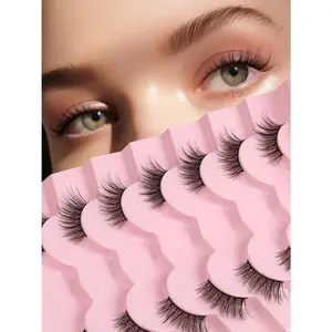 Half Lashes 14MM Corner Lashes False Eyelashes Natural Look C Curl Wispy Half Eyelashes 3/4 Lashes with Thin Cotton Band Soft Eyelash Pack 7 Pair