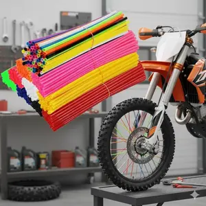 36-Piece bike Motorcycle Spoke Sleeve Set, Snap-on Design for Secure Fit, Includes Safety labels, Compatible with Mtb 7 bicycle wheels, Bulk pack for repairs 7 customization, essential Accessory Kit