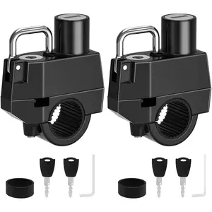 2 Pack Motorcycle Helmet Lock, Helmet Holder Hook For 7/8" 22mm Handlebar, Anti Theft Security Lock For Motorbike,Bike Frame Tube Bumper Luggage Rack (Keyed Different)