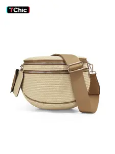 Large Crossbody Bag for Women Straw Ladies' Saddle Bag Girls Sling Bag with Adjustable Strap and Coin Purse Stylish Urban Minimalist Commuting Lightweight Single Shoulder Women's Bag