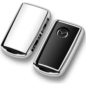 Mazda Key Fob Cover Silver Mazda 3, Mazda 6, CX-5, CX-50, CX-3, CX-30, CX-9, CX-90, CX-70 Accessories 2026 2025 2024 2023 2022 Car Key Protector Case
