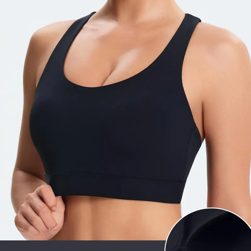 BYAWAY Women's High Support Criss Cross Activewear Sports Bra - Adjustable Hook Back, Sewn-In Pads, Womens Fitness & Adjustable Sports Bra for Running, Gym (1 Pack & 3 Pack Available), Activewear Sports Bras
