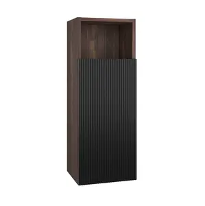 YYDS Mall CC1014S110.309 Black & Walnut Bathroom Floating Side Cabinet, Wall-mounted Storage Cabinet for Small Space, KD