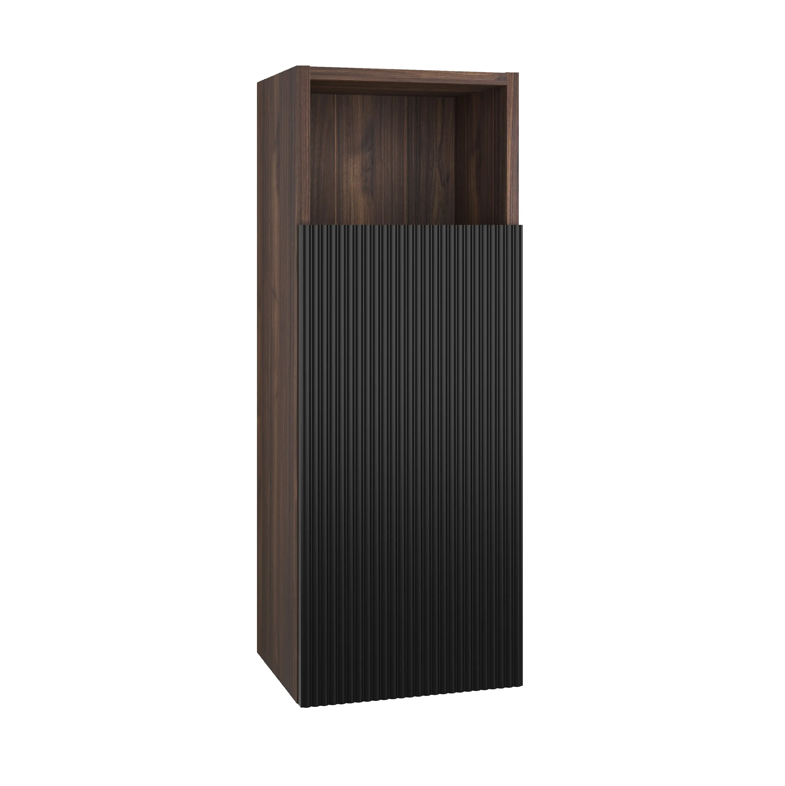 YYDS Mall CC1014S110.309 14-inch Eco-Friendly Black & Walnut Handle-Free Bathroom Floating Side Cabinet, Wall-Hanging KD Storage with Silent Hinges, Easy Assembly, Reliable Installation, for Small Spaces, Bathrooms, Bedrooms, Assembly Required