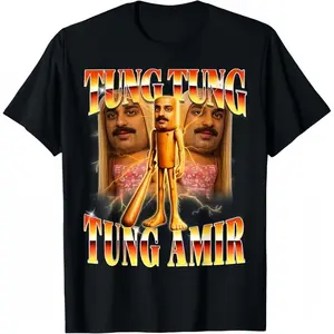 Funny Tung Tung Amir Cantina Y2K Bootleg Brainrot Meme T-Shirt