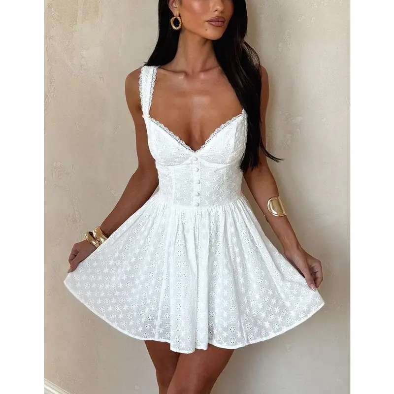white embroidered mini dress - TikTok Shop