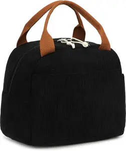 Lunch Box for Women Insulated Lunch Bag Corduroy Lunch Tote Bags Leakproof Cooler Lunch Case for Travel Work Picnic
