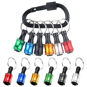 6 Color Drill Extension Bit Holder, 1/4inch Hex Shank Aluminum Alloy Screwdriver Bits Holder Extension Bar Drill Screw Adapter Change Keychain Portable #SummerVibes