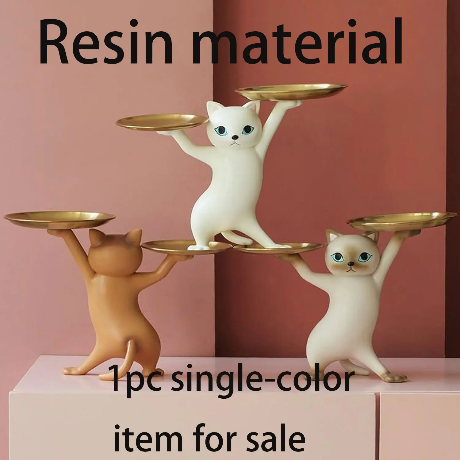 Cat designs tray statues, 1 piece of desktop storage decoration, Desktop Figurine, decorative item, Indoor Room Decor, suitable for home decoration in living room, bedroom and office, room decoration, Resin Animal Sculptures