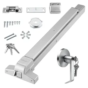【DealsForYouDays】VEVOR Push Bar Door Locks, Carbon Steel Panic Bars for Exit Doors, with Exterior Lever and 3 Keys, Push Bar Panic Exit Device Door Hardware for Metal Wood Door, for Left and Right Handed Doors