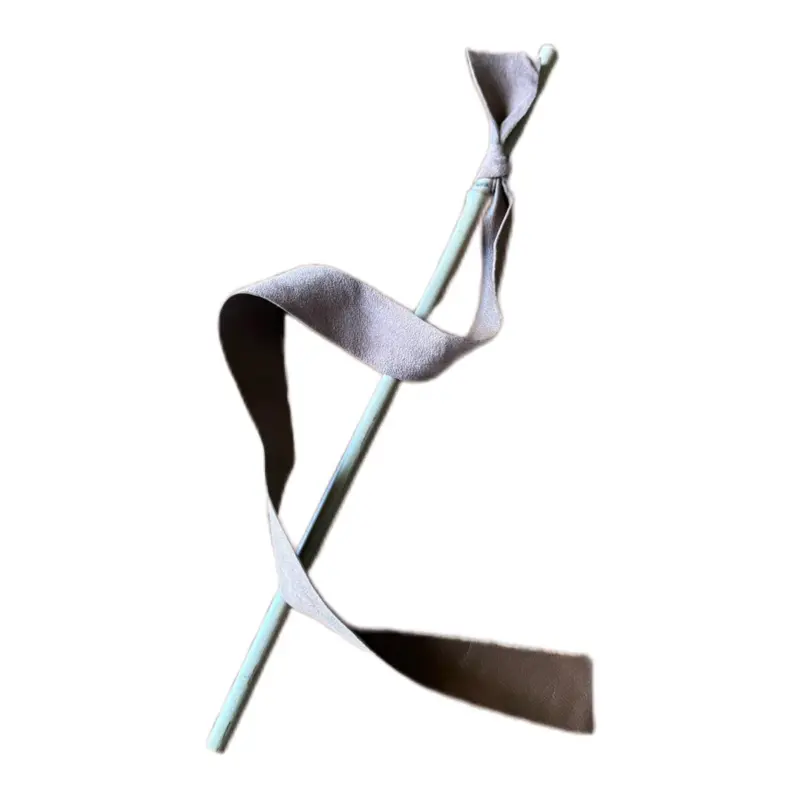 Sasha’s Natural Leather Cat Teaser Toy - Eco-Friendly Bamboo Wand with Recycled Leather, Cruelty-Free & All-Natural