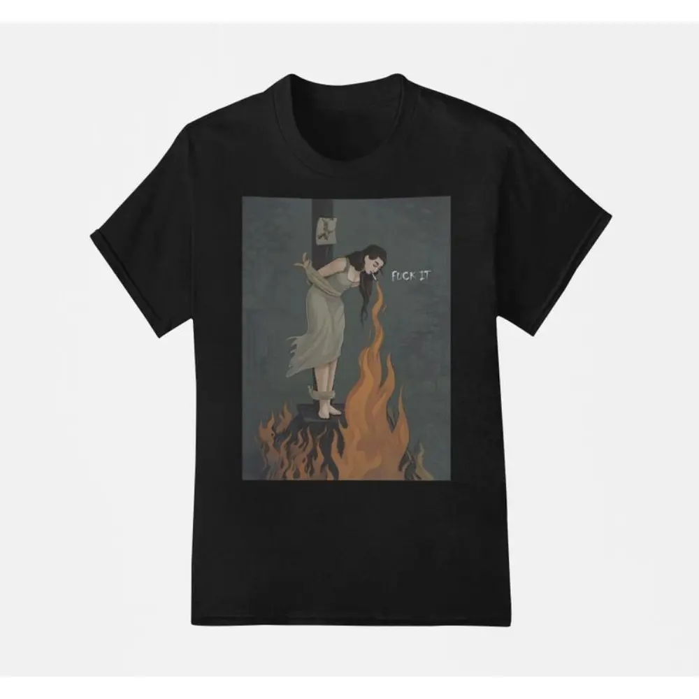 Witch Burning Shirt, Gothic Feminist Tee, Dark Humor Graphic T-Shirt, Rebellious Art Top, Witchy Statement Shirt, Edgy Gift Idea