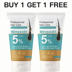 【BUY 1 GET 1 FREE】5% Minoxidil Hair Growth Scalp Massage Cream for Men & Women with Keratin & Ginger Extract - Prevents Hair Loss, Repairs Follicles, Promotes Fast Regrowth & Strengthens Hair Roots