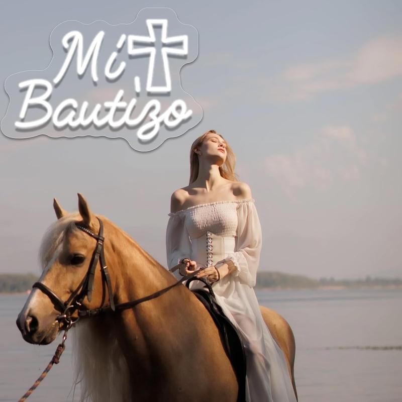 Mi Bautizo Neon Signs for Wall Decor, 14.2 * 10 Inches My Baptism Led Light Sign  for 's Birthday Party, Bedroom, Home, Room, Garden, Pub Bar, Easter,