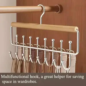 5 wall-mounted metal coat racks with vintage wooden design, featuring 8 hooks - perfect for hats, towels, straps, etc. - ideal for wardrobe, bedroom, and bathroom storage solutions (suitable for 10,000+ households).