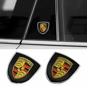 Porsche Specific Metallic Shield Car Emblem Sticker, 3D Stereo Badge Decal, Rear Trunk Decoration Wrap, Fits Porsche Panamera Taycan Macan