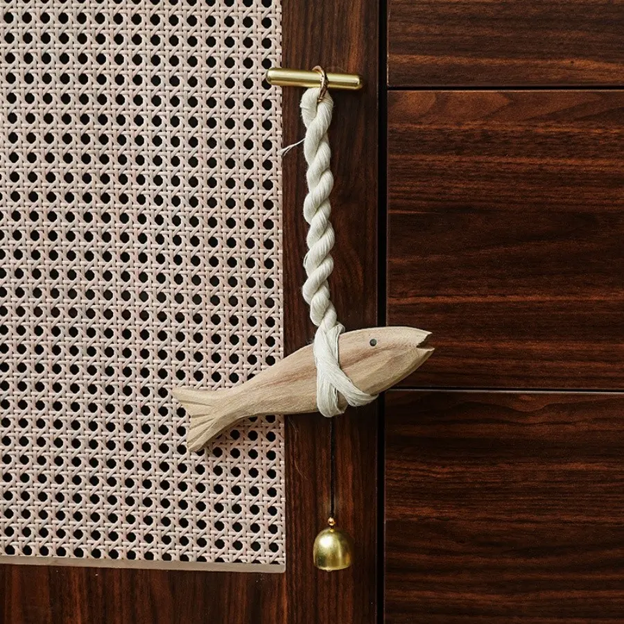 Creative Wooden Fish Sculpture Hanging Decor, Home Entrance Living Room Entryway Bar Coffee Shop Decoration, Unique Wall Art Piece