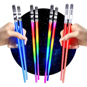 Lightsaber Chopsticks Light Up - LED Glowing Light Saber Chop Sticks - Reusable Sushi Lightup Sabers Chopstick Set