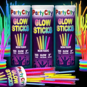 300 Glow Sticks Bulk Party Pack 8”– Neon Glow in the Dark Party Supplies, Glowsticks with Connectors Bracelets & Necklaces, Light Up Favors for Kids, Adults, Birthdays, Parties, Happy New Year Decorations