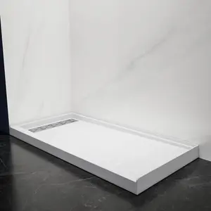 Pequod-L 60"x30" Premium Solid Surface Shower Base,Non-Porous,Stain-Resistant,Long-Lasting