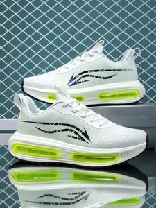 Unisex Flame Graffiti Running Shoes, Breathable Mesh Sporty Sneakers, Athletic Shoes, Thick Sole Shock Absorption, Marathon Training, Daily Commute