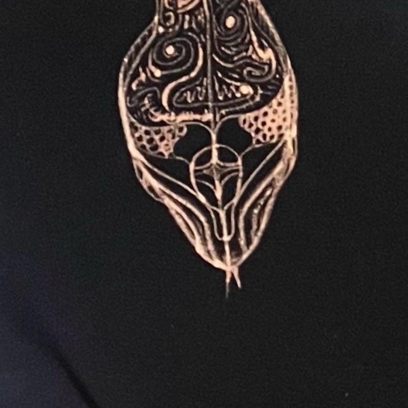 Women's  Short sleeve XL T-shirt Dress with Flying Serpent Design Hand Drawn with Bleach Artwork on Black dress with pockets