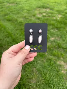 Pink Conch Two Stone Dangle Earrings