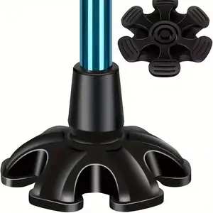 Self-Supporting Rubber Cane Head with 6 Rubber Foot Pads, Suitable for Walking Canes, Folding Canes and Hiking Stick Pole, High Grip Foot Pads