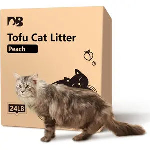Litter 24LB/4 Packs Dust-Free Clumping Tofu  Litter  Absorb Odors Toilet Can Flush Into The Toilet  tofu  Litter (Peach)