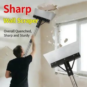 ice remover shovel offroad Floor Scraper Long Handle Ice Snow Removal Tool Multifunctional Garden Cleaning Flat Shovel Heavy Duty Weed Scraper Metal Sharp Blade for Lawn Edging Sidewalk Weeding Driveway Steps Snow Shovel 65"