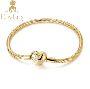 Heart Clasp Snake Chain Bracelet – 925 Silver