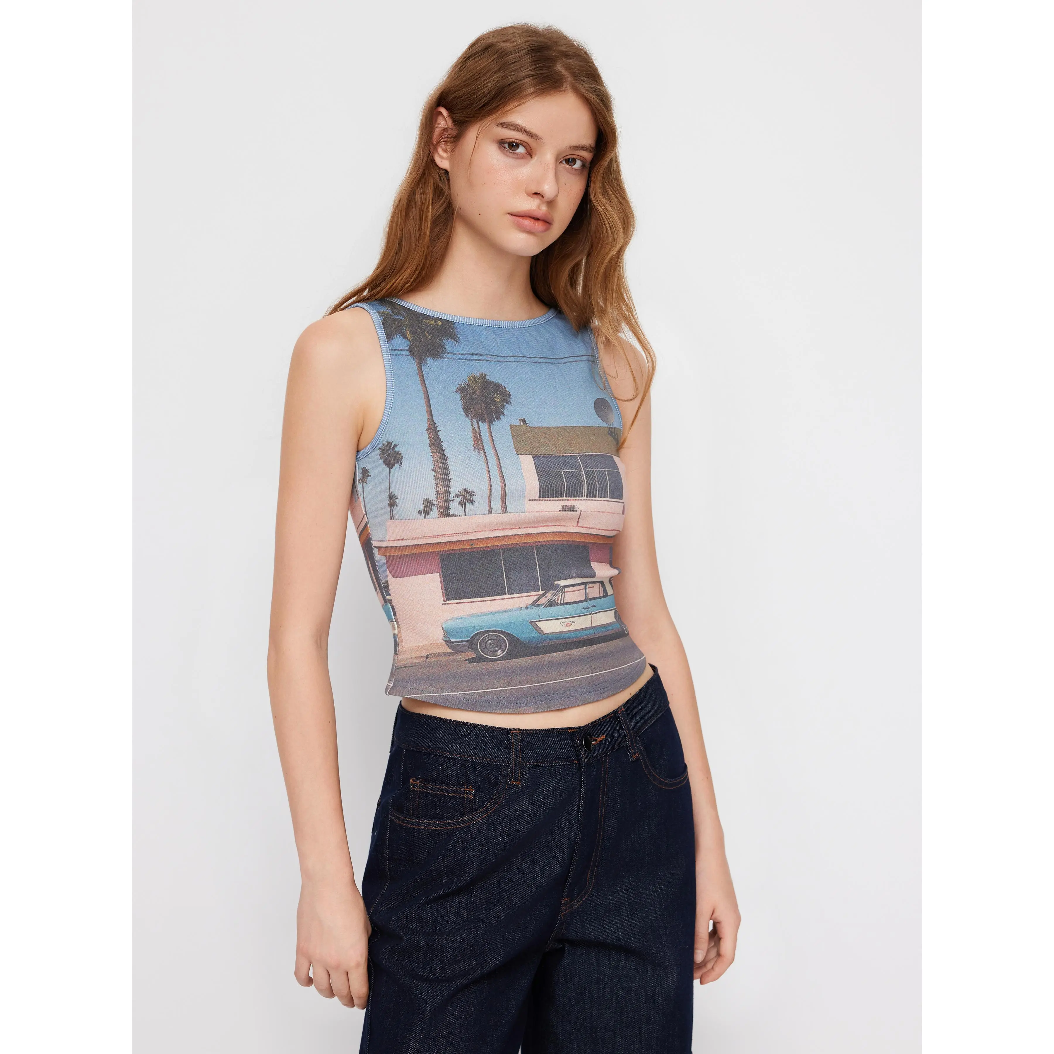 Cider Cotton-blend Boat Neck Graphic Tank Top SwimWeek SummerWins