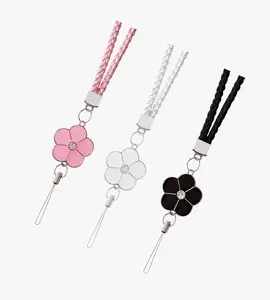 Universal Hand Woven Flower Phone Wrist Lanyard, Cute Adjustable Braided Phone Charm Compatible with All Phones, Stylish Minimalist Accessory for Girls Women