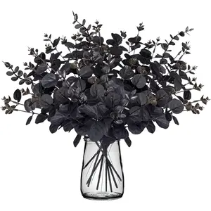 20PCS Black Halloween Decor Artificial Flowers Bulk - Eucalyptus Stems Branches Decorations for Table Indoor Centerpieces Party Supplies Decorative Fruit