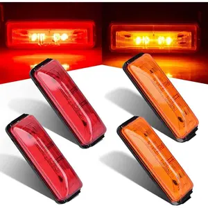 4PCS 4Inch Waterproof Trailer Side Marker Light 4LED Amber/Red Clearance Lights Front Rear Surface Mount for Trailer Truck Boat RV Camper DC12V [2 Red & 2 Amber]