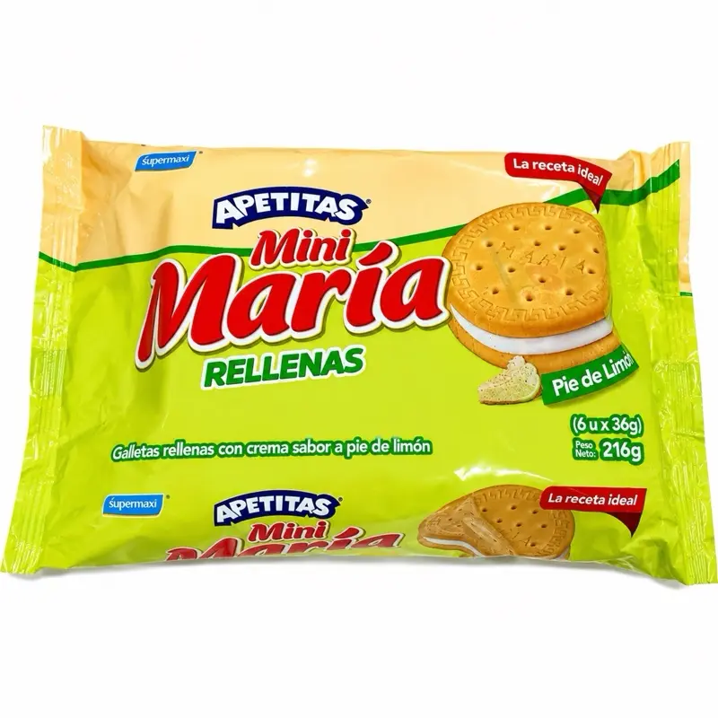 Apetitas Mini María Lime Pie Sandwich Cookies 6-Pack (216g) | Galletas Mini María Rellenas Sabor Pie de Limón 216 g