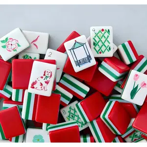 Red Acrylic American Mahjong Set with Deluxe Crystal Tiles for Home Use Gifts Family Game Night Handcrafted Luxury Game Collection