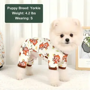 Cute Breathable Four-Legged Dog Clothes, Monkey Print Puppy Onesie, Suitable for Chihuahua Yorkshire Terrier, Cat Clothing