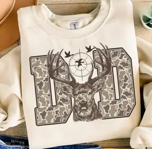Deer Hunting Camo Dad Sweatshirt T-Shirt for Hunting Season Gifts, Deer Hunter Hoodie & Camo Hunting Shirt, Camouflage Sweater for Her, USA-Made & Printed Apparel	
