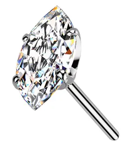 Prong Marquise Clear CZ Titanium Threadless Top