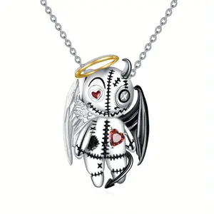 Voodoo Doll Necklace 925 Sterling Silver Angels and Demons Voodoo Pendant Necklace Angels and Demons Jewelry Gifts for Women